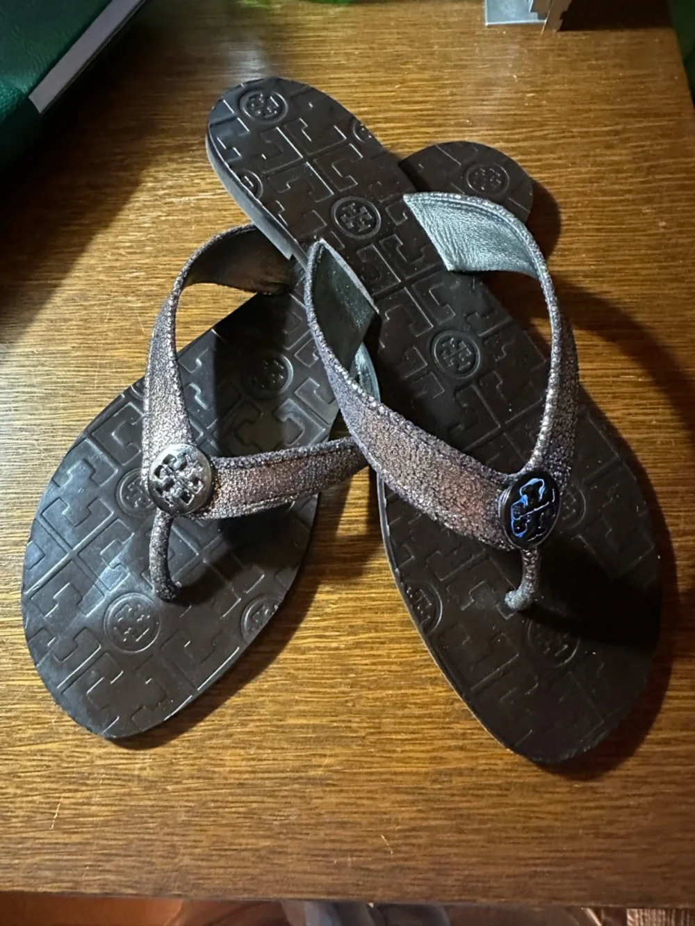 Tory Burch Metallic Logo Flip Flop Sandals